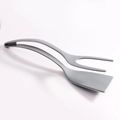 Grey 2-in-1 nylon egg spatula and tongs for flipping toast and steak in the kitchen - Gray