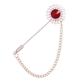 Spilla lunga dorata con gemma rossa e strass bianchi per completi da uomo - Rosso (Base Oro)