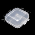 Clear plastic jewelry organizer box for earrings and beads, size 3.5x3.5x1.8cm - Small Square Rounded Clear Box