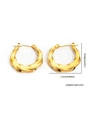 Detailed view of twisted gold-finished titanium steel hoop earrings with hinge closure - Gold Twisted Large Hoop Style (#0252)