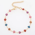 Colorful glitter heart charm bracelet with golden adjustable chain and lobster clasp - Bracelet 17+5cm / Gold + Multi-color