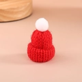 Mini red knit Christmas hat with white pompom for DIY dolls and gift decorations - Red Christmas Hat 5 Pcs