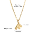 Detailed view of golden 3D bubble letter F pendant with 46cm necklace chain dimensions - Letter F