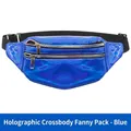 Waterproof holographic waist bag in vibrant blue with reflective laser finish - Blue