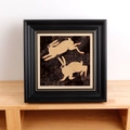 European vintage black frame with gold beaded border featuring rabbit art print - Black & Gold