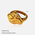 Golden irregular lava texture stainless steel ring with 18mm inner diameter and 9.8g weight - Mineral Texture Style (YHTSR-2501207)