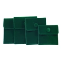 Dark green velvet jewelry pouches set in four sizes with snap button closure - Dark Green