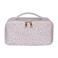 Große Kulturtasche mit Leopardenmuster, stabilem Tragegriff und goldenem Reißverschluss - Grau Leopard
