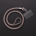 Detail of luxury pink rhinestone phone lanyard with silver metal clasp and transparent pad - 4mm Drill Chain / Pink