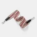 Wide woven geometric strap in red black and beige with silver metal lobster clasps - Black Strap Silver Buckle