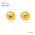 Ohrstecker aus 18K vergoldetem Edelstahl im Golfball-Design mit polierter Textur - Gehämmerte Runde Ohrstecker