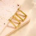 Boucles d'oreilles rectangulaires en acier doré 18 carats avec texture martelée chic - EH094/Rectangle Martelée