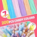 Set of 200 colorful 6mm chenille stems in 7 candy colors for DIY flower craft projects - Macaron Color Set - Small Size
