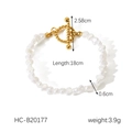 Detail of 18K gold-plated toggle clasp and irregular Baroque pearls on 18cm bracelet - Irregular Pearl Bracelet (HC-B20177)