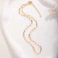 Detail of gold-plated paperclip chain necklace with lobster clasp and extension chain - A0154 Paperclip Chain