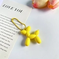 Cute bright yellow laser balloon dog keychain with matching bead chain for bags - Matte Yellow