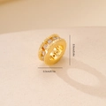 Macro view of a 9mm gold-plated spacer bead with cubic zirconia stones for DIY jewelry - Gold Smooth Surface Zirconia