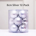 Set of 12 silver Christmas balls in 8cm size with glossy, matte and glitter finishes - 8cm Silver Boxed Balls (12 Pieces)