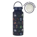 Dark blue 1L floral vacuum flask with SUS304 steel and ceramic coating - Indigo Blue 8I Style