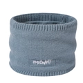 Blue-grey winter knitted neck warmer with fleece lining and MHLOWINT embroidery - 23*14*2cm / Cyan Blue