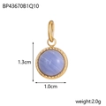 Detail of round light blue agate stone pendant with gold rope edge and size 1.3cm x 1.0cm - Light Blue/Gold