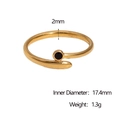 Detailed view of golden 18k stainless steel ring with 2mm width and 17.4mm inner diameter - Black