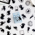 Boxed black cat illustration stickers, Mr. Edgar collection for DIY journals and crafts - Mr. Edgar