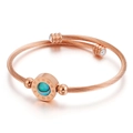 Bracciale rigido a cavo in oro rosa con numeri romani e inserto in conchiglia di abalone - Oro rosa