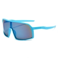 Blue wrap-around cycling sunglasses with colorful reflective lenses for outdoor sports - Blue Frame / Blue Lens