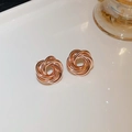 Orecchini a perno con nodo a corda intrecciata in oro rosa dal design a spirale - Stile Intrecciato Multistrato (3#) / Oro rosa