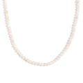 Elegante 18K vergulde roestvrijstalen ketting met gepolijste witte ronde kralen - Natuursteen Ketting - Witte Jade