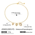 Collier en acier inoxydable doré à trois pendentifs cœurs avec détails des dimensions - Collier Coeur Bicolore (JDN0212003-PS)
