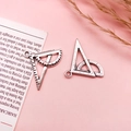 Antik-silberne Schreibwaren-Anhänger mit Winkelmesser und Dreieck für DIY-Schmuck - 1 Stück Retro Silber Geometrie-Lineal