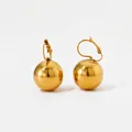Orecchini pendenti a sfera cava in acciaio inossidabile dorato con chiusura a scatto - Stile A Oro (KDE1858)