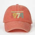 Berretto da baseball vintage 1974 in cotone lavato arancio corallo con design arcobaleno - Taglia unica / Arancione