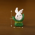 Miniature resin rabbit figurine in green leaf wrap, cute rabbit toy, 3.4cm height - Leaf Bunny