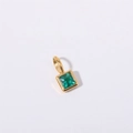 Square green gemstone pendant with gold-plated stainless steel frame for DIY necklaces - May Birthstone Pendant