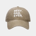 Gewaschene Baumwoll-Basecap in Khaki mit Best Dad Ever Aufdruck und Vintage-Effekt - Khaki