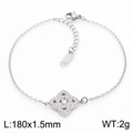 Silver stainless steel clover bracelet with zircon inlay and engraved S.Steel tag - Bracelet (KB169965-KLX) / Steel