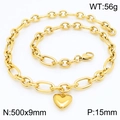 Collana a catena ovale placcata oro 18k con ciondolo a cuore pieno per donna - Collana d'oro (KN217618-Z)