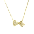 Golden heart necklace with letter K pendant paved with cubic zirconia stones - Letter K
