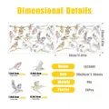 Sizing chart for butterfly prism rainbow window film set with 20 static stickers - LS23001 Birds on Branch
