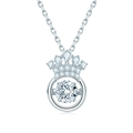 Sparkling S925 sterling silver crown necklace with dancing cubic zirconia pendant - Crown Dancing Necklace