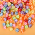 Square acrylic alphabet beads with star and heart patterns for kids DIY jewelry - 6*6mm Brightly Colored Star And Moon Beads (100 Beads)