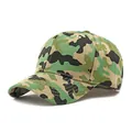 Classic jungle camouflage cotton baseball cap with curved brim for outdoor sports - Khaki Green Camouflage