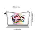 White canvas pouch with I Love My Teacher print and dimensions 22cm x 18cm x 13.5cm - Heart and Pencil I LOVE My Teacher (jiayinghzb05)