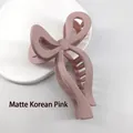 Matte pink bow-shaped hair claw clip in a minimalist Korean style for women - Matte Korean Pink