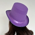 Classic purple felt top hat with matching ribbon for stage performances and parties - Cold Purple / Size Xs - Hat Circumference 52cm - Hat Height 11cm