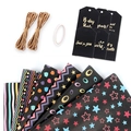Black festive gift wrapping paper set with geometric patterns, jute twine and tags - Set/Combo / Including Tags/Rope/Double-sided Tape