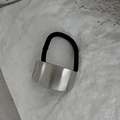 Silver wide alloy metal cuff hair tie with high elastic band for stylish ponytail look - 00621-Irregular Sheet-Silver